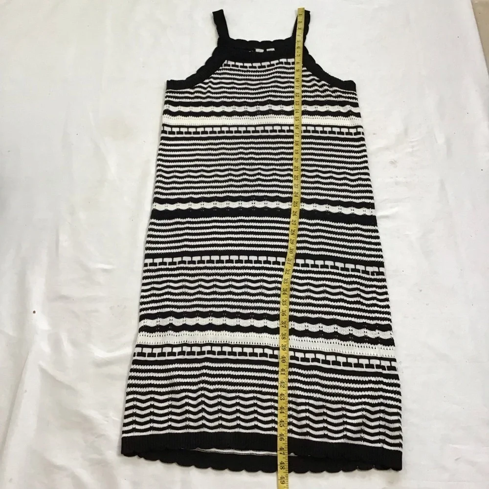 Joie Women Elegant Black White Monochrome Striped Knit Crochet Maxi Dress XL - Picture 10 of 11